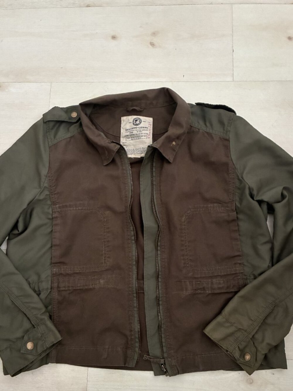 Lucky Brand Women's Mixed Media Military Utility Jacket Olive Green Size XL - Picture 4 of 5